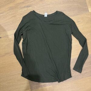 PINK Victoria's Secret Olive Green Long-Sleeve Scoop Neck Top